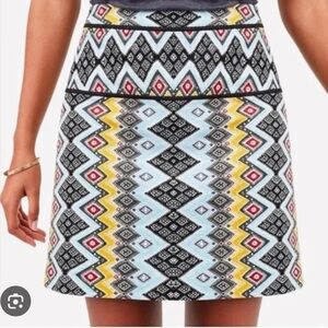 LOFT Southwestern Geometric Bohemian Aztec Mini Skirt Size 10 Multicolor